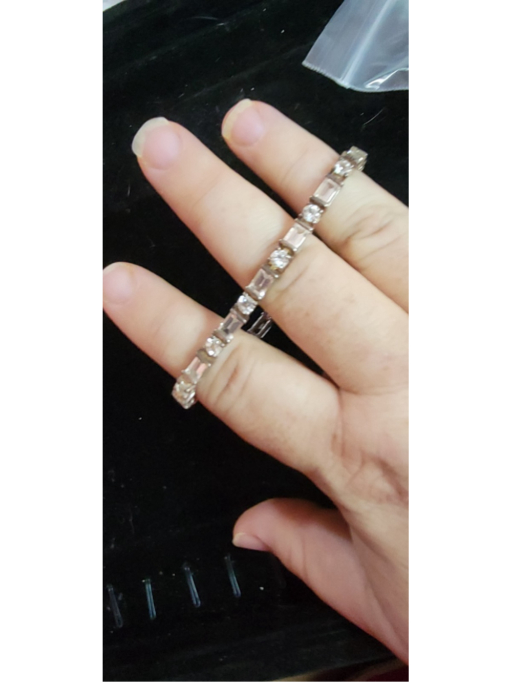 925 Sterling Silver Thailand Baguette & Round CZ Tennis Bracelet 7.25" 18.34g 55